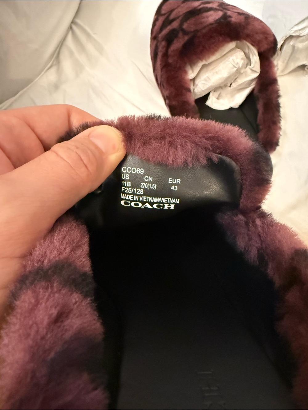 Women's Burgundy and Black Faux-Fur Slide Slippers - Picture 4 of 7